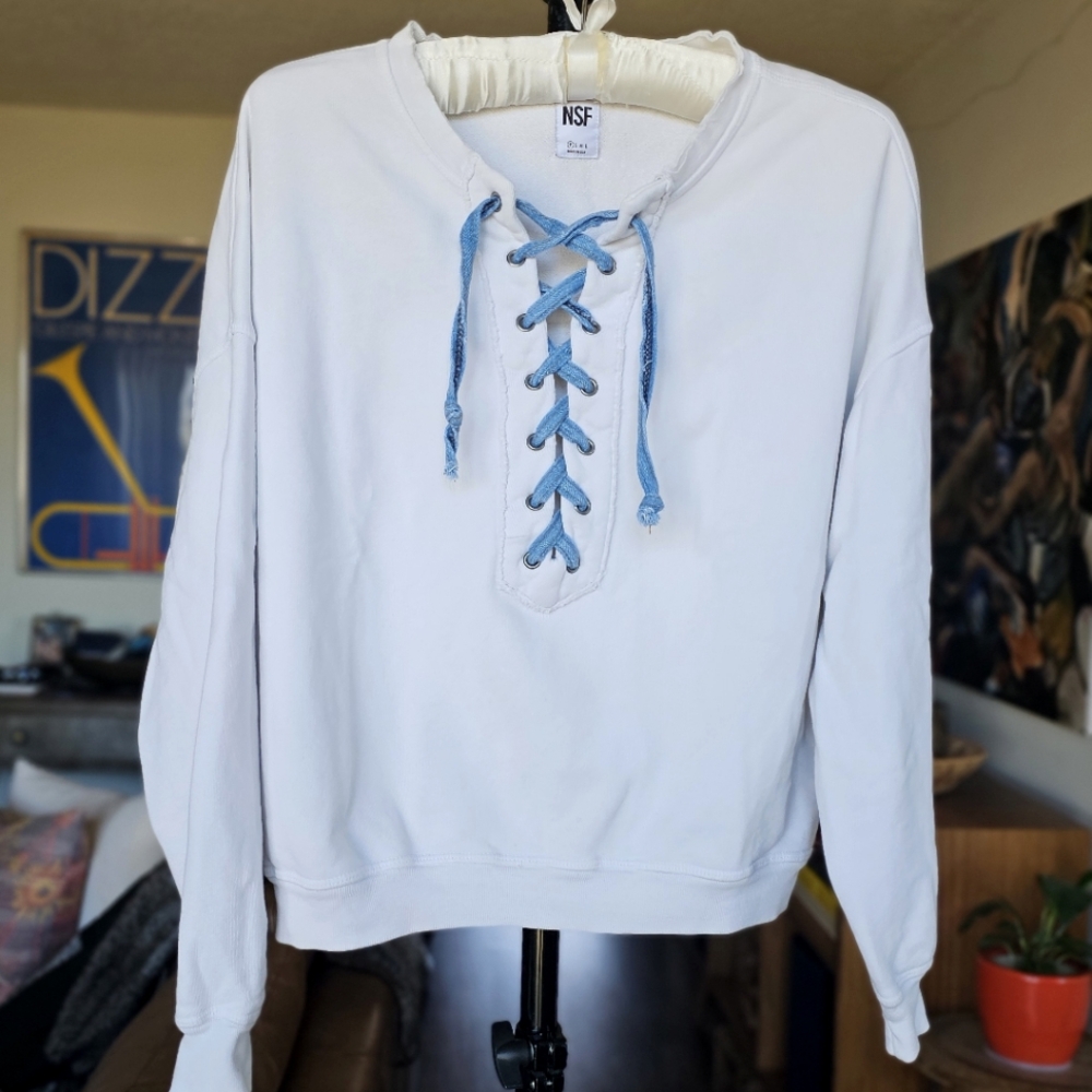 NSF Women's Terry Lace-Up Pullover Sweatshirt